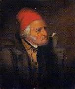 Cornelius Krieghoff 'Man With Red Hat and Pipe' oil painting artist